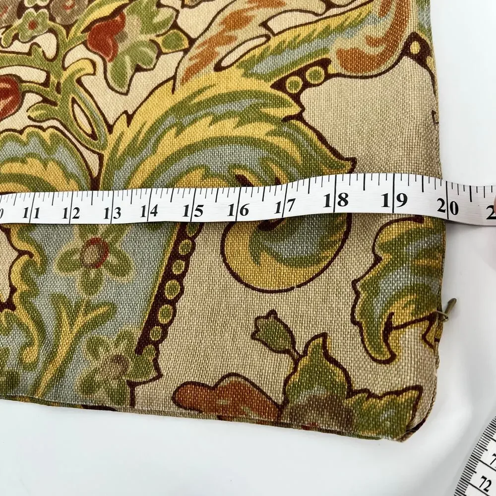 Pottery Barn Simone Paisley Linen Cotton Pillow Covers 20x20 Square Floral Zip 2